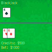 Q-Blackjack mobile game Screenshot